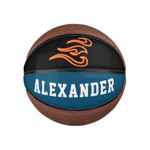 Modern Blue And Black Personalized Boy Mini Basketball