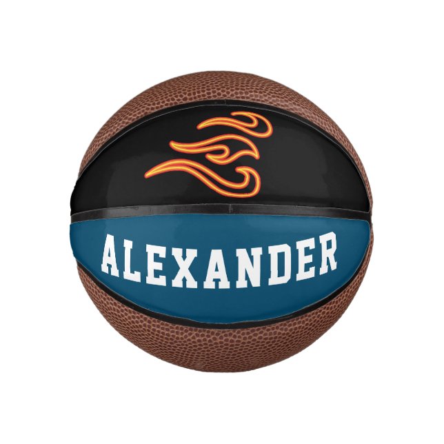 Modern Blue And Black Personalized Boy Mini Basketball (Front)