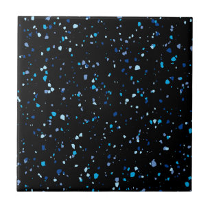 Modern Blue and Black Terrazzo Pattern Ceramic Tile