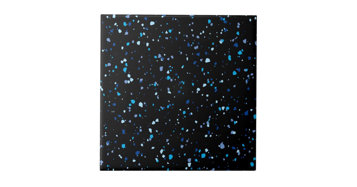 Modern Blue and Black Terrazzo Pattern Ceramic Tile | Zazzle