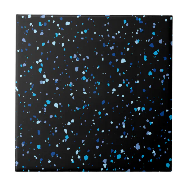 Modern Blue and Black Terrazzo Pattern Ceramic Tile | Zazzle