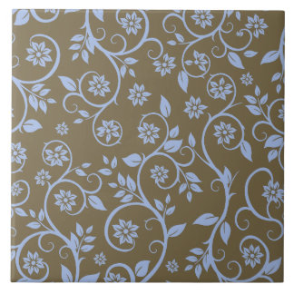 modern blue and brown floral pattern ceramic tile