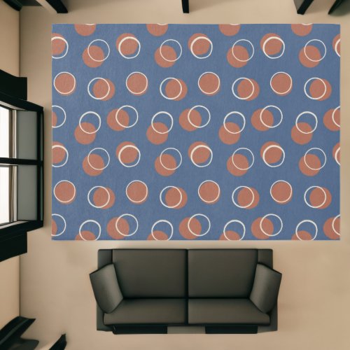 Modern Blue and Brown Polka Dots Rug