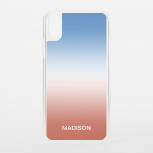 Modern Blue and Coral Ombre with Name iPhone XS Case