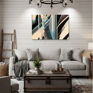 Modern Blue and Cream Abstract Dynamics Canvas Print