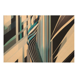 Modern Blue and Cream Abstract Dynamics Wood Wall Art