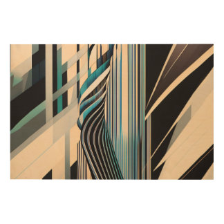 Modern Blue and Cream Abstract Dynamics Wood Wall Art