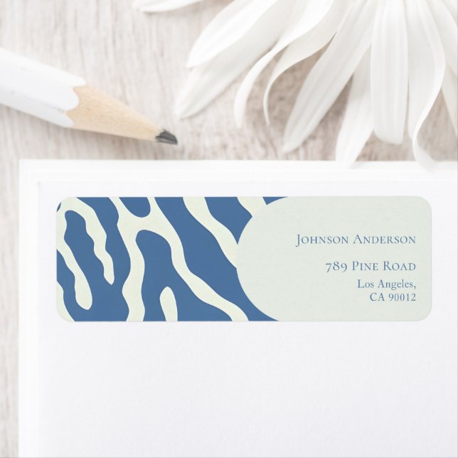 Modern blue and cream abstract Pattern graduation Label (Insitu)