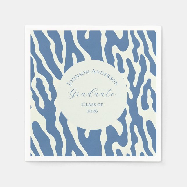Modern blue and cream abstract Pattern graduation Napkins (Front)