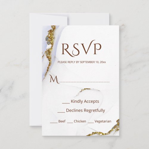 Modern Blue and Gold Abstract Design Wedding RSVP 