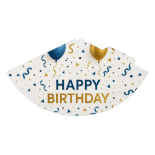 Modern Blue and Gold Balloons Happy Birthday Party Hat