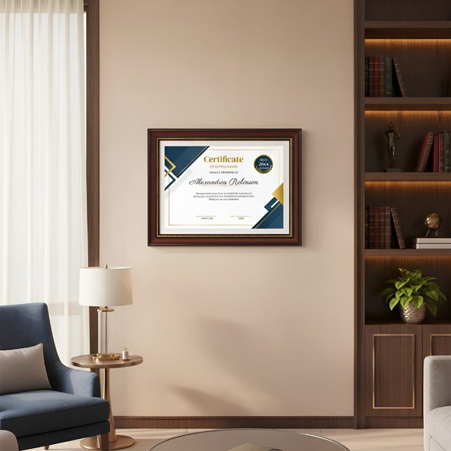 Modern Blue and Gold Certificate of Appreciation P Poster (Creator Uploaded)