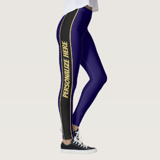 Modern Blue and Gold Custom Text Leggings