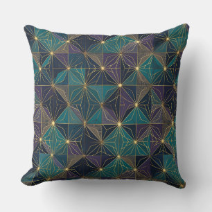 Modern Blue And Gold Design Throw Pillow