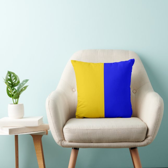 Modern Blue and Gold Throw Pillow (Chair)