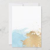 Modern Blue and Gold Watercolor Baby Shower Invitation (Back)