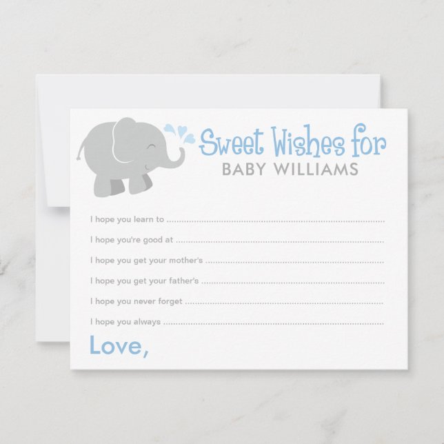 Modern Blue and Gray Elephant Boy Baby Shower (Front)