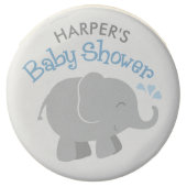 Modern Blue and Gray Elephant Boy Baby Shower Chocolate Covered Oreo (Front)