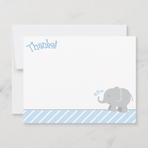 Modern Blue and Gray Elephant Boy Baby Shower Thank You Card