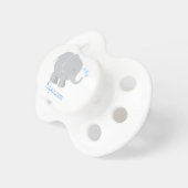 Modern Blue and Gray Elephant Custom Monogram Pacifier (Front Right)