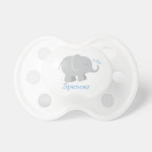 Modern Blue and Gray Elephant Custom Monogram Pacifier (Front)