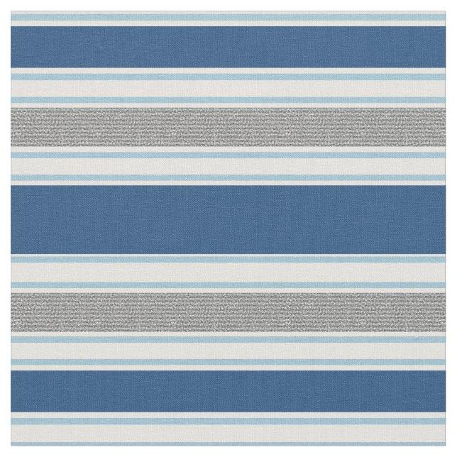 Modern Blue And Gray Stripes Pattern Fabric (Close Up)