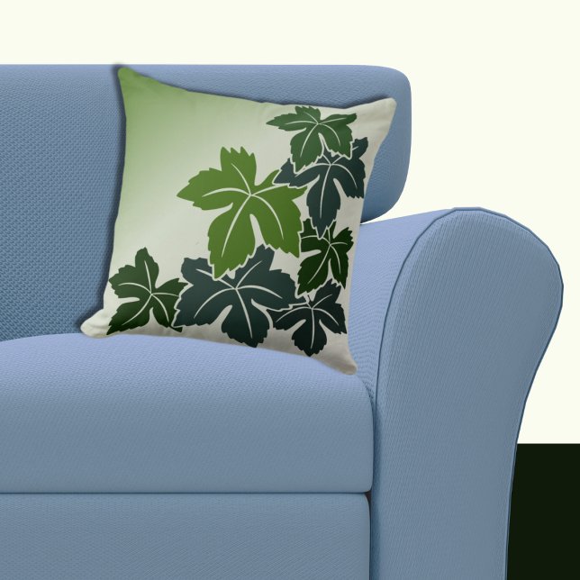 Modern Blue and Green Botanical Wine Leaves Throw Pillow (Modern Blue and Green Botanical Wine Leaves Throw Pillow)