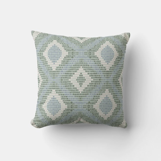 Modern Blue and Green Diamond Throw Pillow (Front)