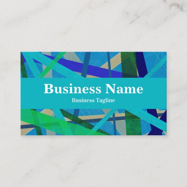 Modern Blue and Green Lines Abstract Business Card (Front)