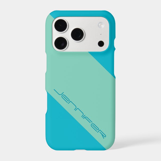 Modern Blue and  Green Minimalist, Name, Case-Mate iPhone Case (Back)