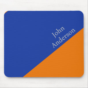 Modern Blue and Orange Color Block Distressed  Mouse Pad
