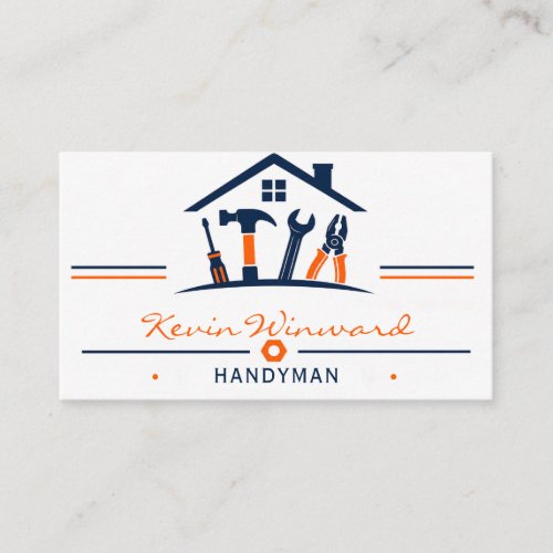 Modern Blue and Orange Handyman Card