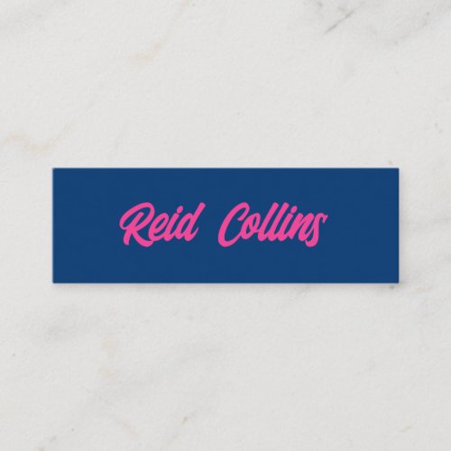  Modern Blue  and Pink Bold Script Mini Business Card