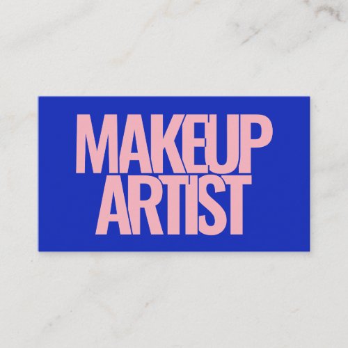 Modern blue and pink bold typography makeup artist business card