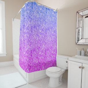 Modern Blue And Pink Glitter Shower Curtain