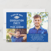 Modern Blue and Silver 2024 Photo Graduate Party Invitation (Front)