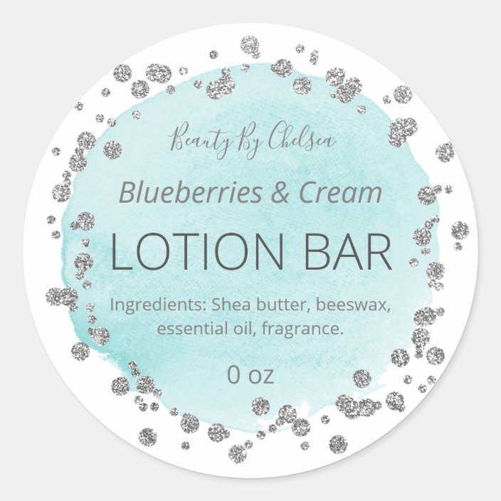 Modern Blue And Silver Glitter Lotion Bar Labels