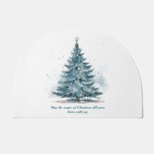 Modern Blue and Silver Winter Wonderland Doormat