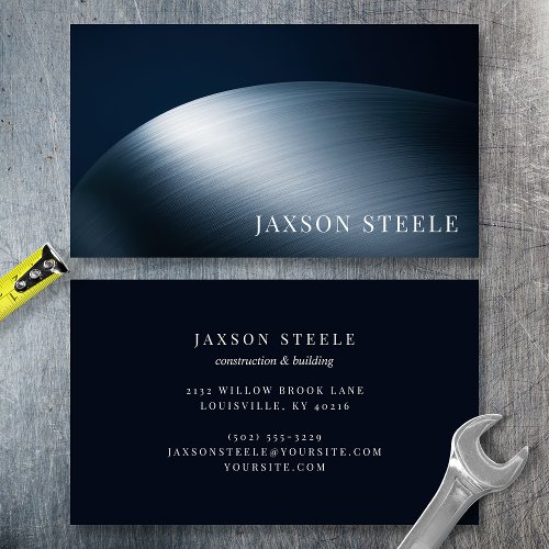 Modern Blue And Steel Business Card