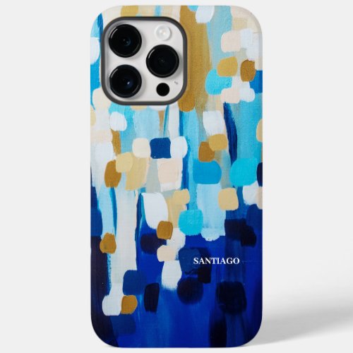 Modern Blue and White Abstract Art Design Case_Mate iPhone 14 Pro Max Case