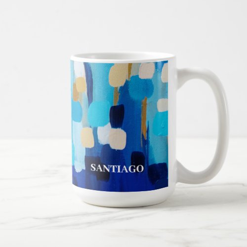 Modern Blue and White Abstract Art Design Coffee Mug