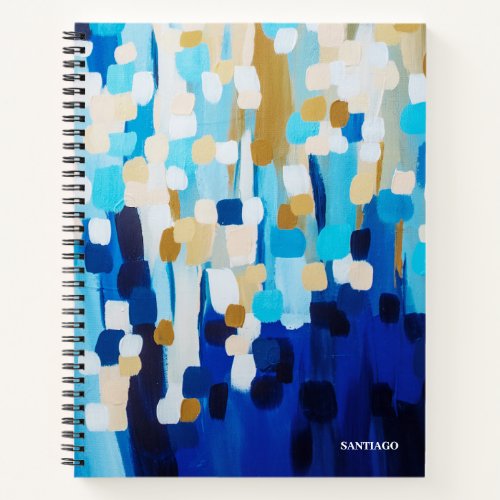 Modern Blue and White Abstract Art Design Notebook