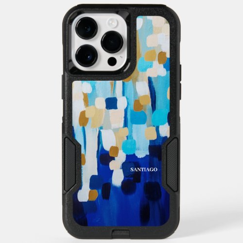 Modern Blue and White Abstract Art Design OtterBox iPhone 14 Pro Max Case