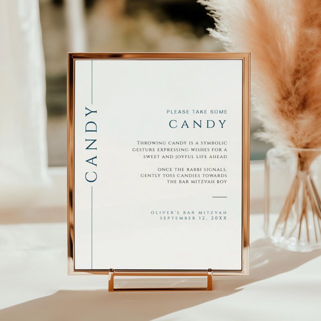 Modern Blue and White Bar Mitzvah Candy Sign (Creator Uploaded)