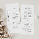 Modern Blue and White Bar Mitzvah Program Card<br><div class="desc">Make your son's Bar Mitzvah ceremony memorable with our customizable minimalist navy blue and white flat double-sided program card. This program features space to write a thank you message,  honor information,  and a bar mitzvah guide.</div>