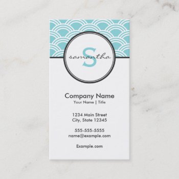 Modern Blue And White Business Card by snowfinch at Zazzle