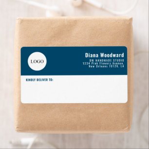 Modern Blue and White Business Shipping Label
