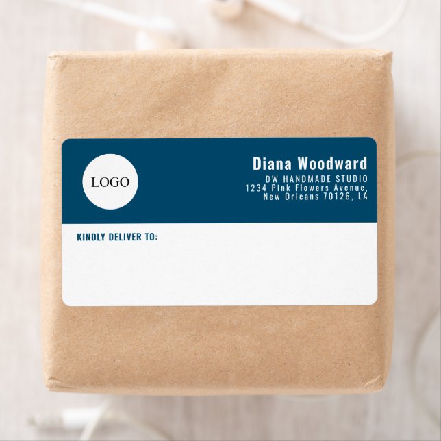 Modern Blue and White Business Shipping Label (Insitu)
