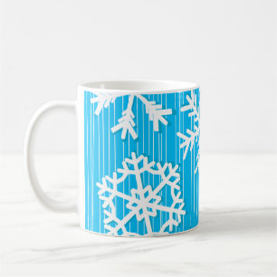 Modern blue and white Christmas white snowflakes Coffee Mug