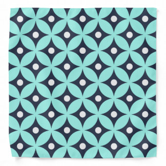 Modern Blue and White Circle Polka Dots Pattern Bandana